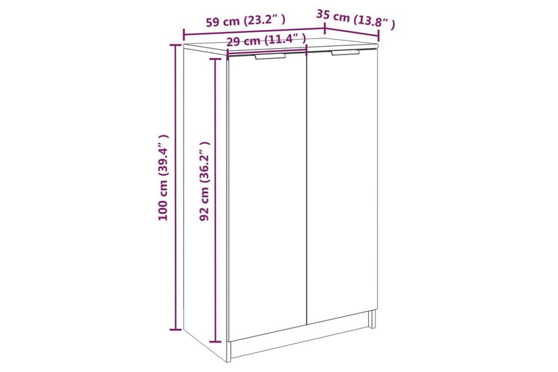 beBasic Skoskap betonggrå 59x35x100 cm konstruert tre - GrÃ¥ - Oppbevaring - Skooppbevaring - Skoskap