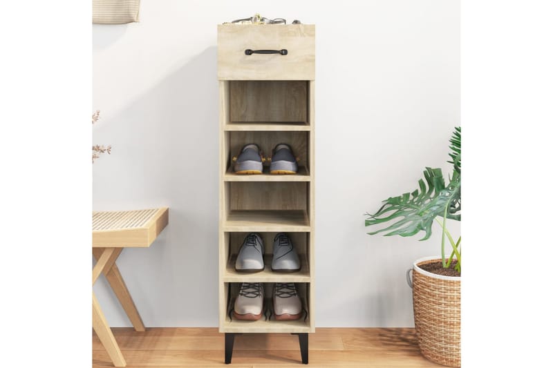 beBasic Skoskap sonoma eik 30x35x105 cm konstruert tre - Brun - Oppbevaring - Skooppbevaring - Skoskap