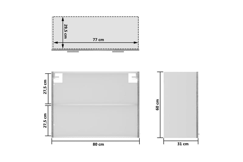 beBasic Vegghengt glasskap grå sonoma 80x31x60 cm konstruert tre - GrÃ¥ - Oppbevaring - Skap - Oppbevaringsskap