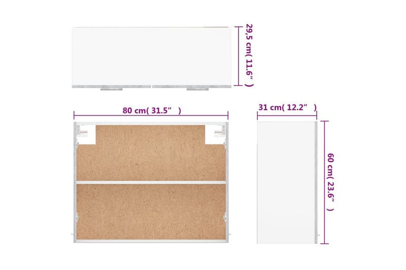 beBasic Vegghengt skap grå sonoma 80x31x60 cm konstruert tre - GrÃ¥ - Oppbevaring - Skap - Oppbevaringsskap