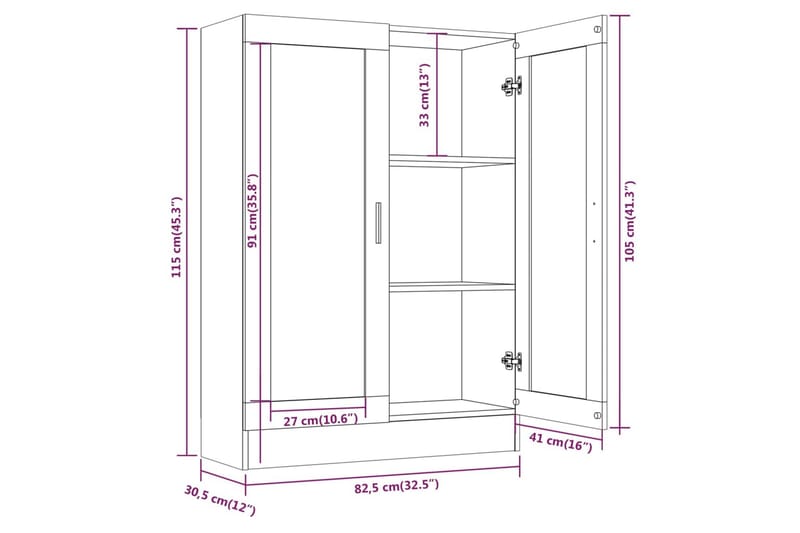 beBasic Vitrineskap grå sonoma 82,5x30,5x115 cm konstruert tre - GrÃ¥ - Oppbevaring - Skap - Vitrineskap