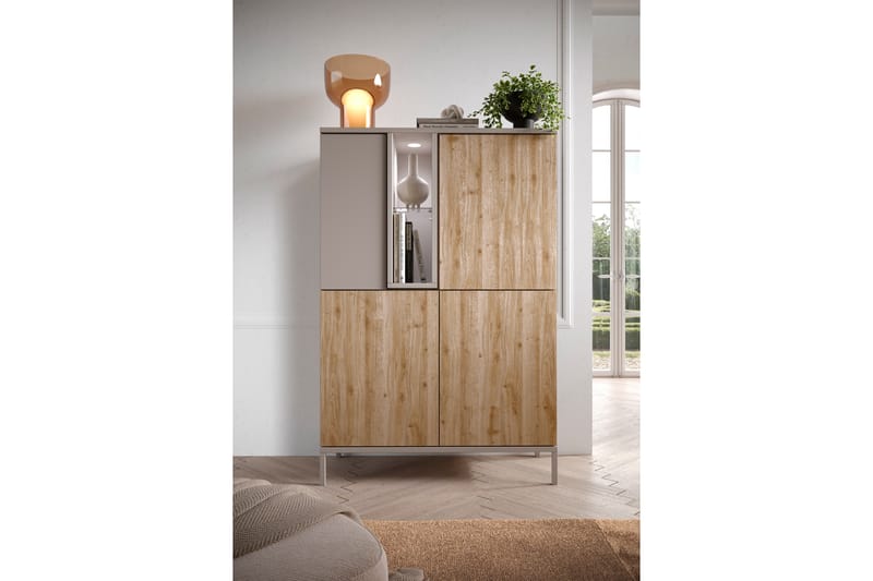 Gent Highboard 110x150 cm - Brun/Grå - Oppbevaring - Skap - Oppbevaringsskap