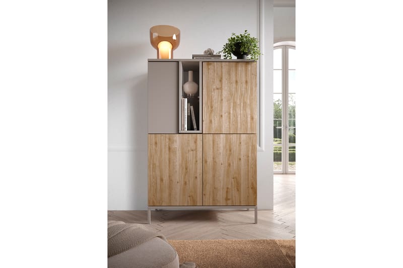 Gent Highboard 110x150 cm - Brun/Grå - Oppbevaring - Skap - Oppbevaringsskap