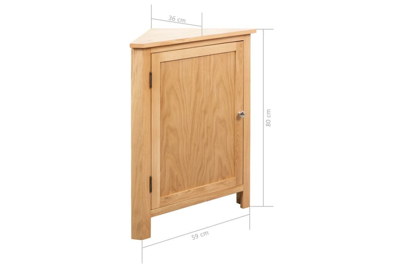 Hjørneskap 59x36x80 cm heltre eik - Brun|Beige - Oppbevaring - Skap - Hjørneskap