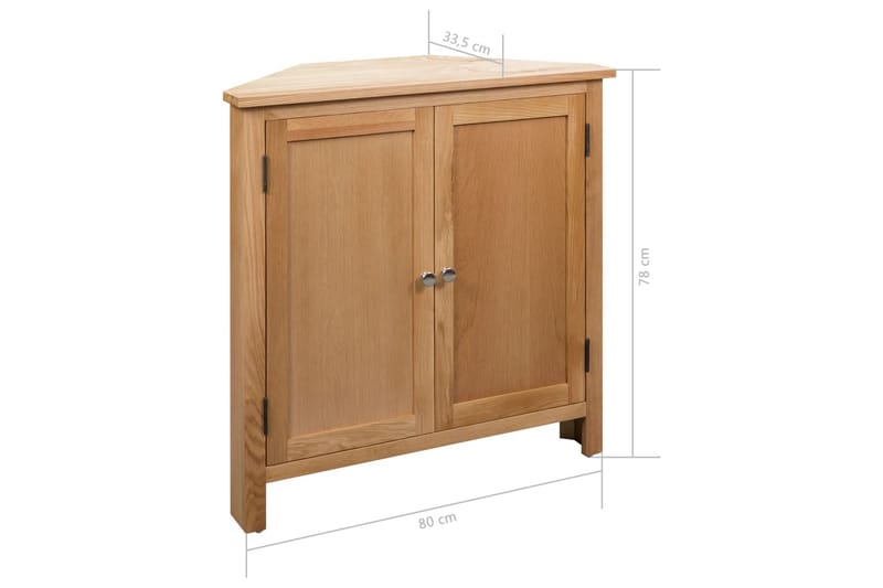 Hjørneskap 80x33,5x78 cm heltre eik - Brun|Beige - Oppbevaring - Skap - Hjørneskap