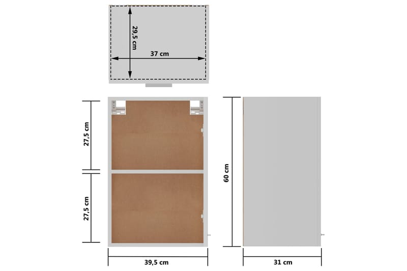 Kjøkkenskap hvit 39,5x31x60 cm sponplate - Hvit - Oppbevaring - Skap - Oppbevaringsskap