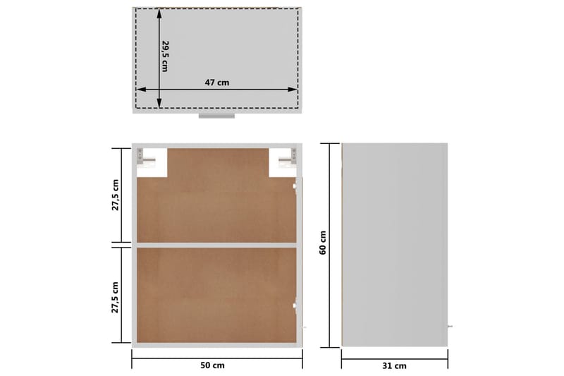 Kjøkkenskap hvit 50x31x60 cm sponplate - Hvit - Oppbevaring - Skap - Oppbevaringsskap