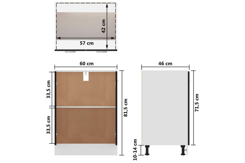 Kjøkkenskap svart 60x46x81,5 cm sponplate - Svart - Oppbevaring - Skap - Oppbevaringsskap