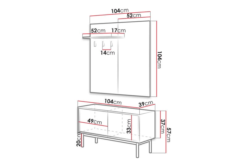 Garderobe Basic 39x104 cm - Grafitt - Oppbevaring - Skap - Oppbevaringsskap