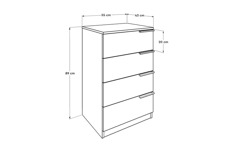 Høybord 55x89 cm - Natur / Hvit - Oppbevaring - Skap - Oppbevaringsskap