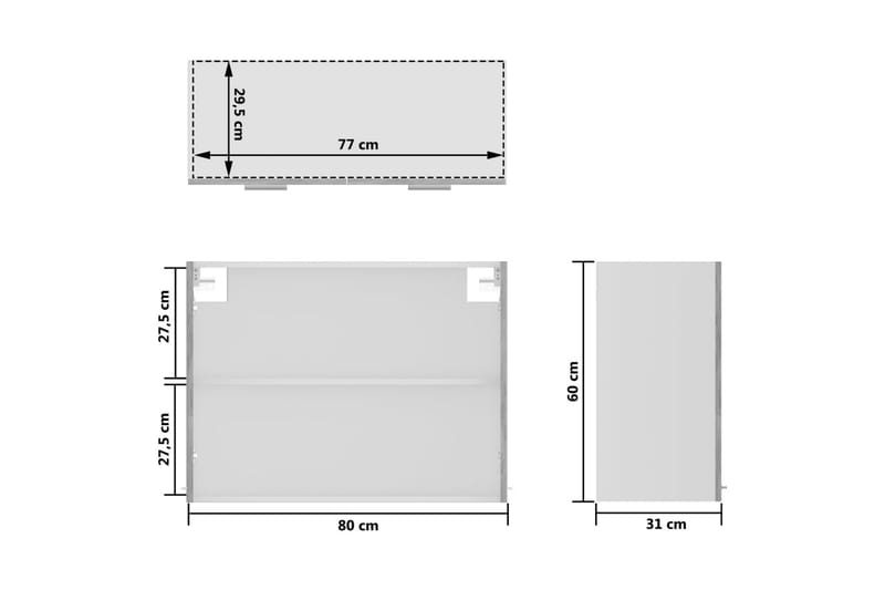 Hengende skap glass betonggrå 80x31x60 cm sponplate - Grå - Oppbevaring - Skap - Oppbevaringsskap