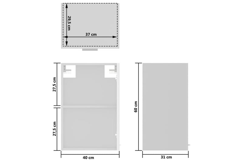 Hengende skap glass høyglans hvit 40x31x60 cm sponplate - Hvit - Oppbevaring - Skap - Oppbevaringsskap