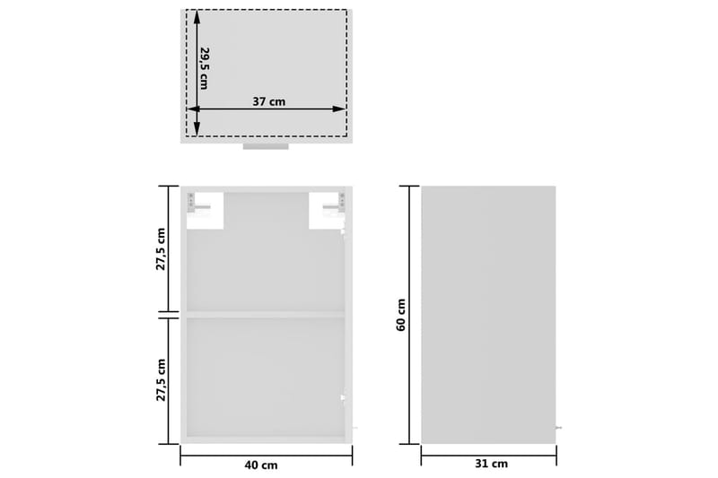 Hengende skap glass hvit 40x31x60 cm sponplate - Hvit - Oppbevaring - Skap - Oppbevaringsskap