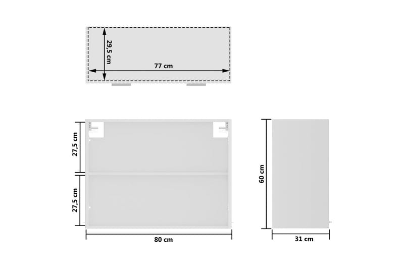 Hengende skap glass hvit 80x31x60 cm sponplate - Hvit - Oppbevaring - Skap - Oppbevaringsskap