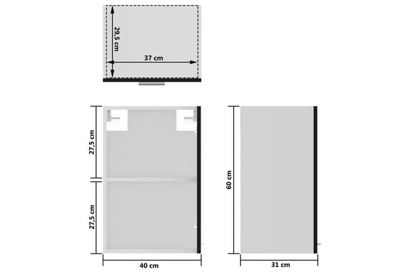 Hengende skap glass svart 40x31x60 cm sponplate - Svart - Oppbevaring - Skap - Oppbevaringsskap