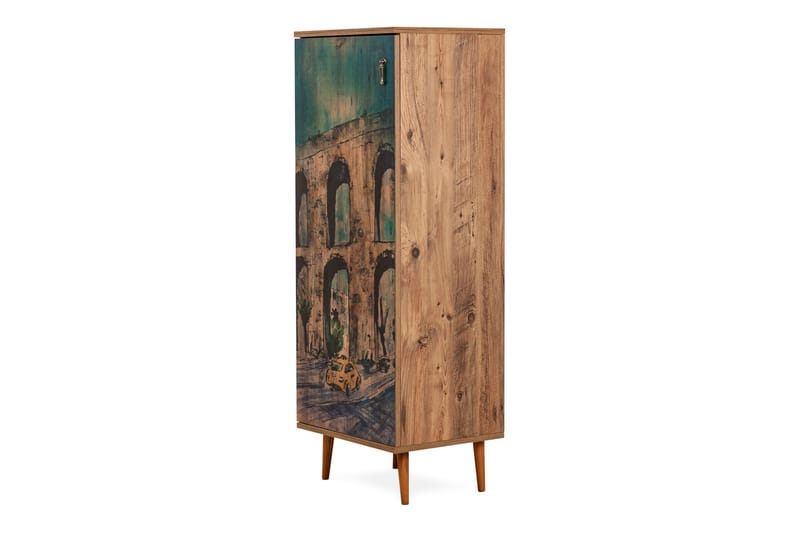 Highboard 38x50 cm - Natur/Grønn/Gul - Oppbevaring - Skap - Oppbevaringsskap