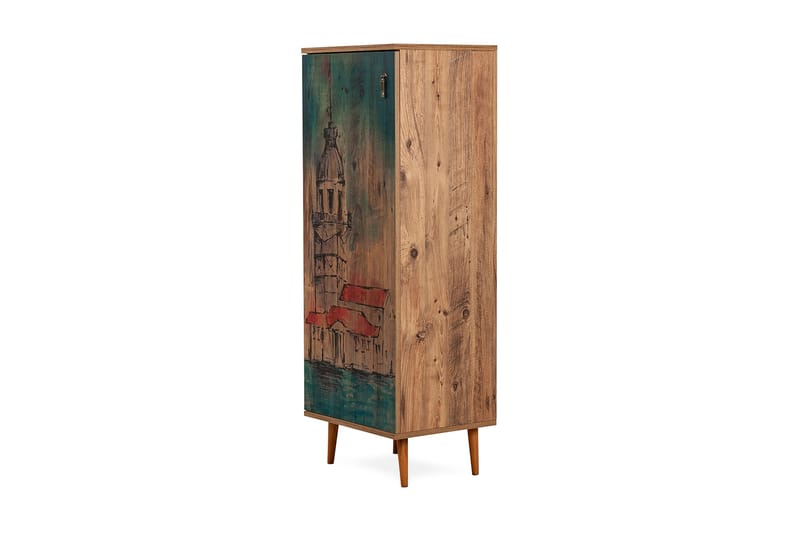 Highboard 38x50 cm - Natur/Grønn/Rød - Oppbevaring - Skap - Oppbevaringsskap