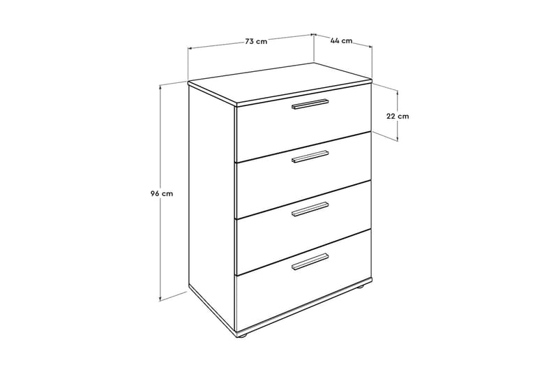 Highboard 73x96 cm - Hvit - Oppbevaring - Skap - Oppbevaringsskap