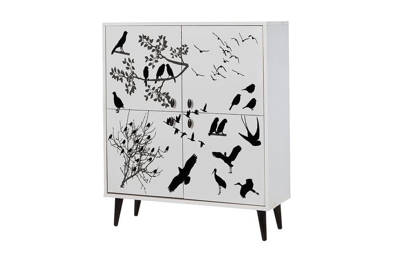 Highboard 95x111 cm - Hvit/Svart - Oppbevaring - Skap - Oppbevaringsskap