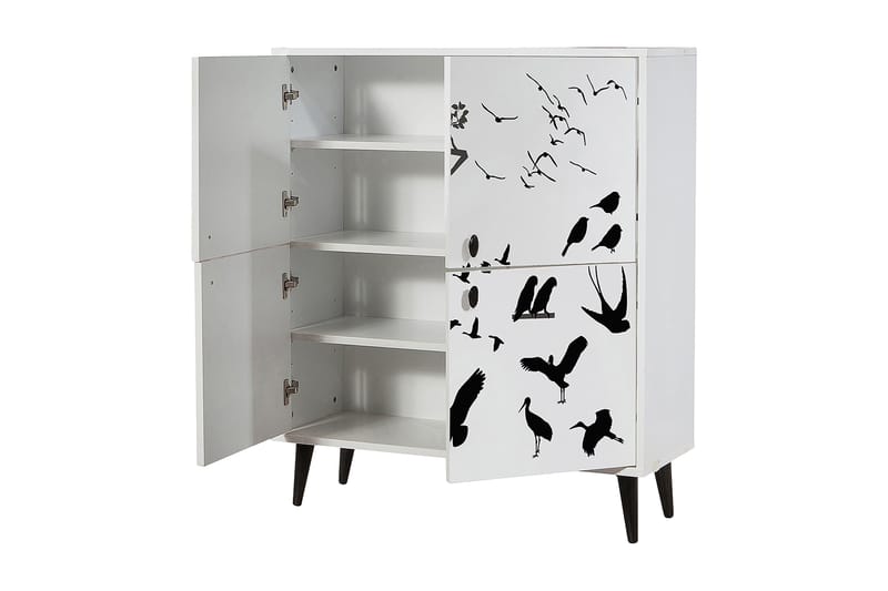 Highboard 95x111 cm - Hvit/Svart - Oppbevaring - Skap - Oppbevaringsskap