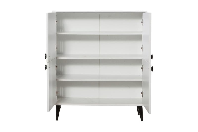 Highboard 95x111 cm - Hvit/Svart/Gul - Oppbevaring - Skap - Oppbevaringsskap