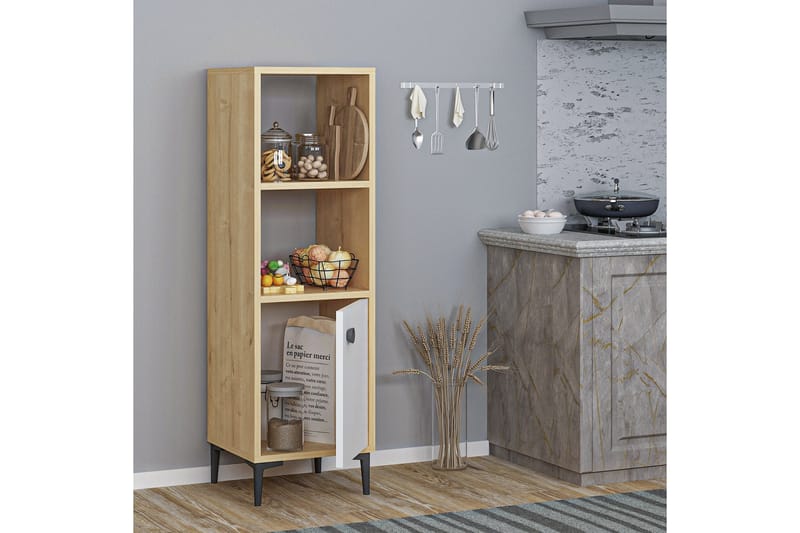 Highboard Alonea 39x35 cm - Blå / Natur / Hvit - Oppbevaring - Skap - Oppbevaringsskap