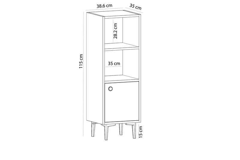 Highboard Alonea 39x35 cm - Blå / Natur / Hvit - Oppbevaring - Skap - Oppbevaringsskap