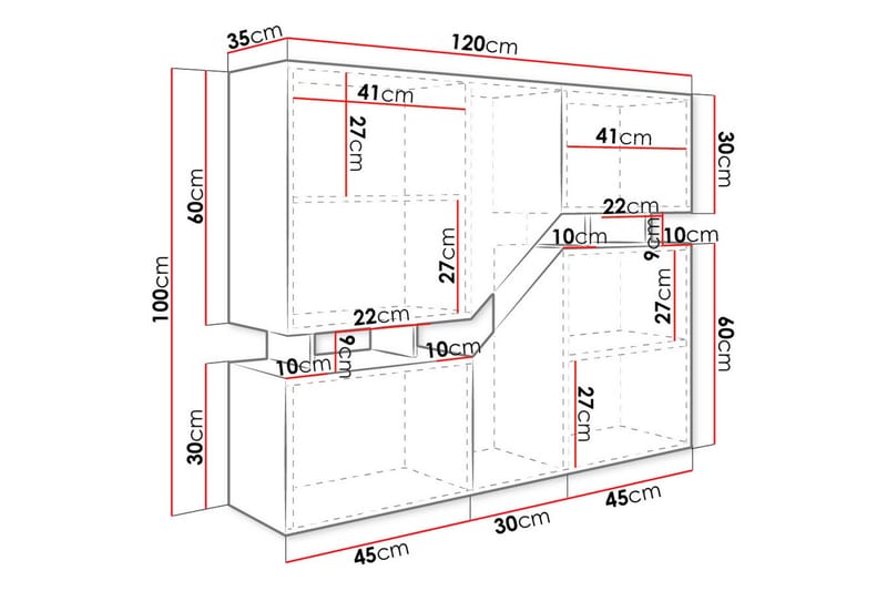 Highboard Carbost - Hvid - Oppbevaring - Skap - Oppbevaringsskap