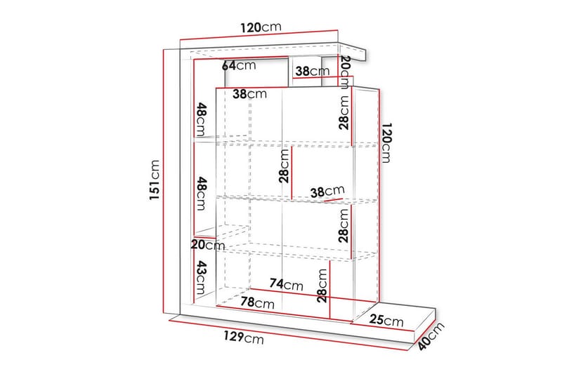 Highboard Carbost - Hvid - Oppbevaring - Skap - Oppbevaringsskap