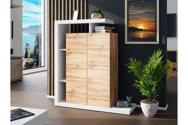 Highboard Carbost - Hvid - Oppbevaring - Skap - Oppbevaringsskap