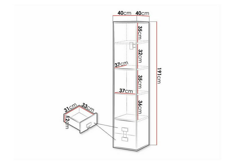 Highboard Castlebay - Hvid - Oppbevaring - Skap - Oppbevaringsskap