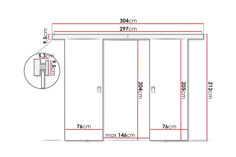 Highboard Clonmore - Hvid - Oppbevaring - Skap - Oppbevaringsskap