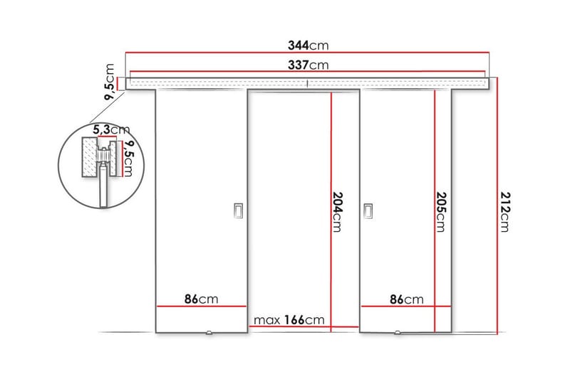 Highboard Clonmore - Hvid - Oppbevaring - Skap - Oppbevaringsskap