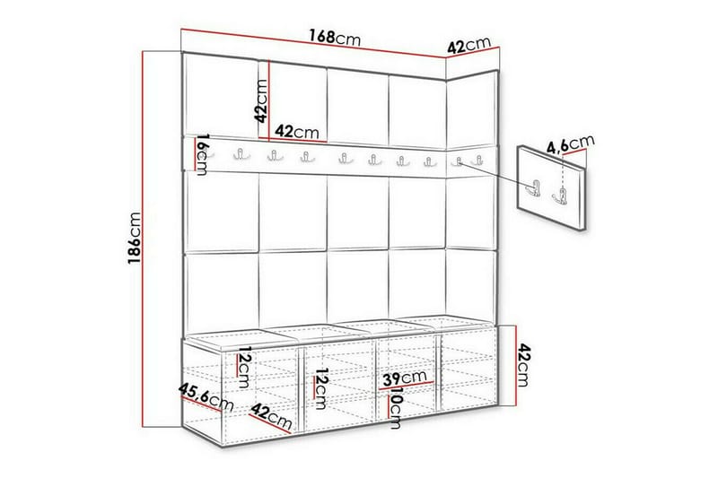 Highboard Dunvegan - Grafitt - Oppbevaring - Skap - Oppbevaringsskap