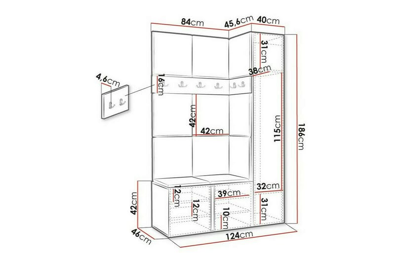 Highboard Dunvegan - Grafitt - Oppbevaring - Skap - Oppbevaringsskap