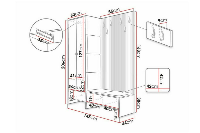 Highboard Dunvegan - Gul - Oppbevaring - Skap - Oppbevaringsskap