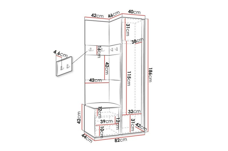 Highboard Dunvegan - Hvid - Oppbevaring - Skap - Oppbevaringsskap