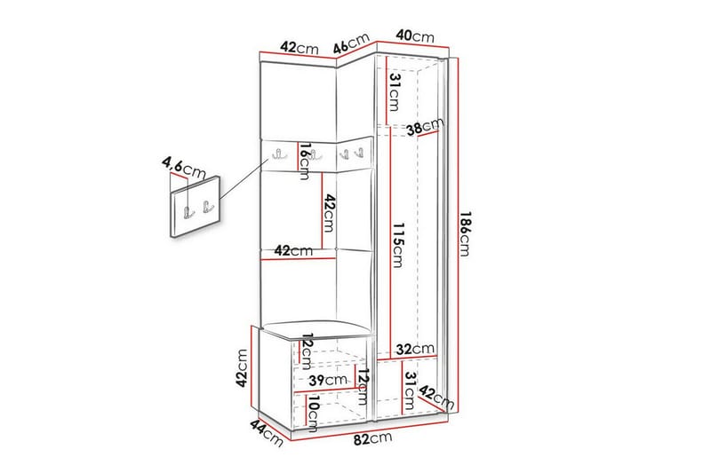 Highboard Dunvegan - Hvid - Oppbevaring - Skap - Oppbevaringsskap