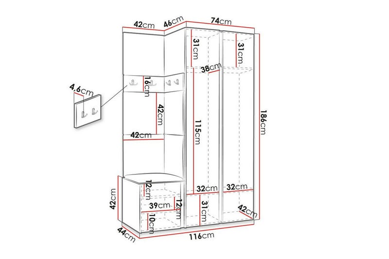 Highboard Dunvegan - Hvid - Oppbevaring - Skap - Oppbevaringsskap