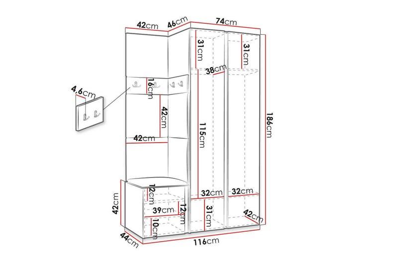 Highboard Dunvegan - Hvid - Oppbevaring - Skap - Oppbevaringsskap