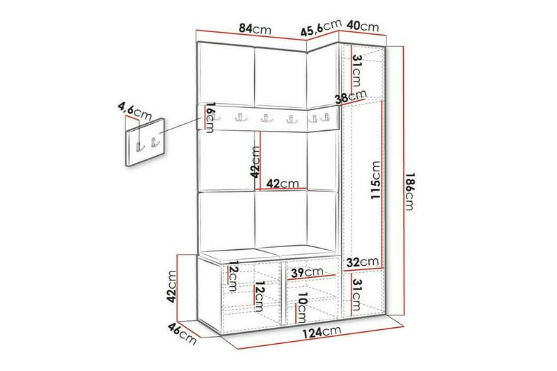 Highboard Dunvegan - Hvid - Oppbevaring - Skap - Oppbevaringsskap