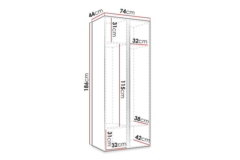 Highboard Dunvegan - Hvid - Oppbevaring - Skap - Oppbevaringsskap