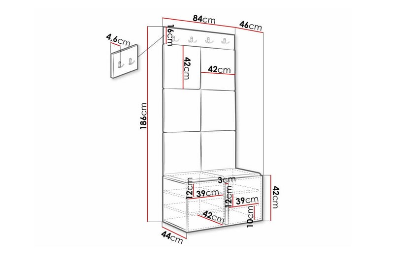 Highboard Dunvegan - Hvid - Oppbevaring - Skap - Oppbevaringsskap