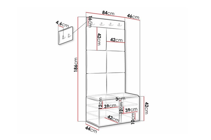 Highboard Dunvegan - Hvid - Oppbevaring - Skap - Oppbevaringsskap