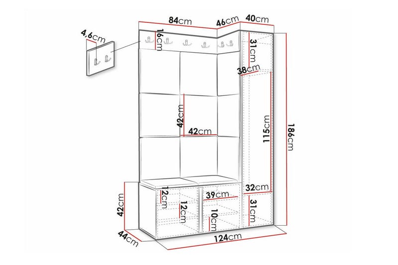 Highboard Dunvegan - Hvid - Oppbevaringsskap