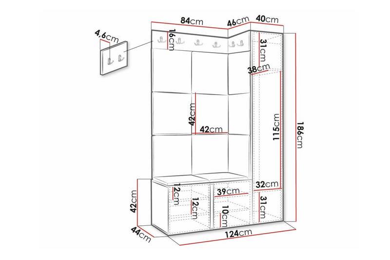 Highboard Dunvegan - Hvid - Oppbevaring - Skap - Oppbevaringsskap