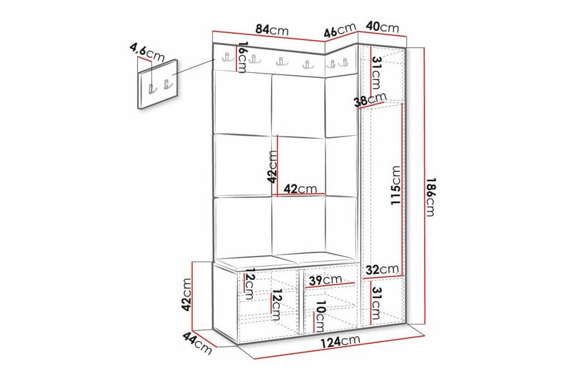 Highboard Dunvegan - Hvid - Oppbevaring - Skap - Oppbevaringsskap