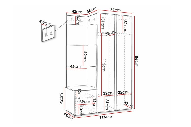 Highboard Dunvegan - Hvid - Oppbevaring - Skap - Oppbevaringsskap