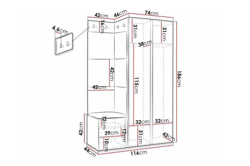 Highboard Dunvegan - Hvid - Oppbevaring - Skap - Oppbevaringsskap