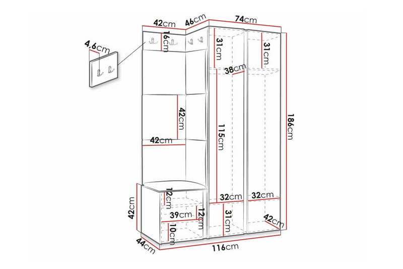 Highboard Dunvegan - Hvid - Oppbevaring - Skap - Oppbevaringsskap